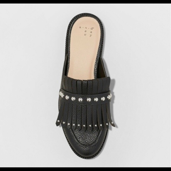 NWOT A New Day Karoline Fringe Slides Black - Picture 2 of 5